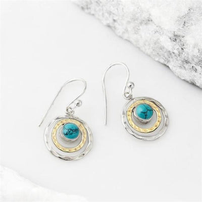 Boucles d'Oreilles Boho Saturne avec Turquoise