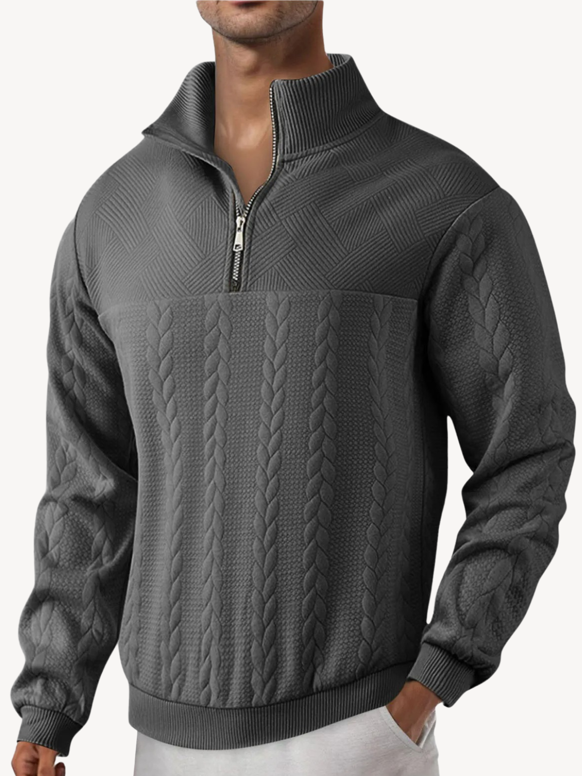 RANIER - HENLEY CASUAL À DEMI-ZIP
