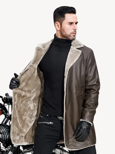 DAMIEN - VESTE EN PU AVEC DOUBLURE CHAUDE