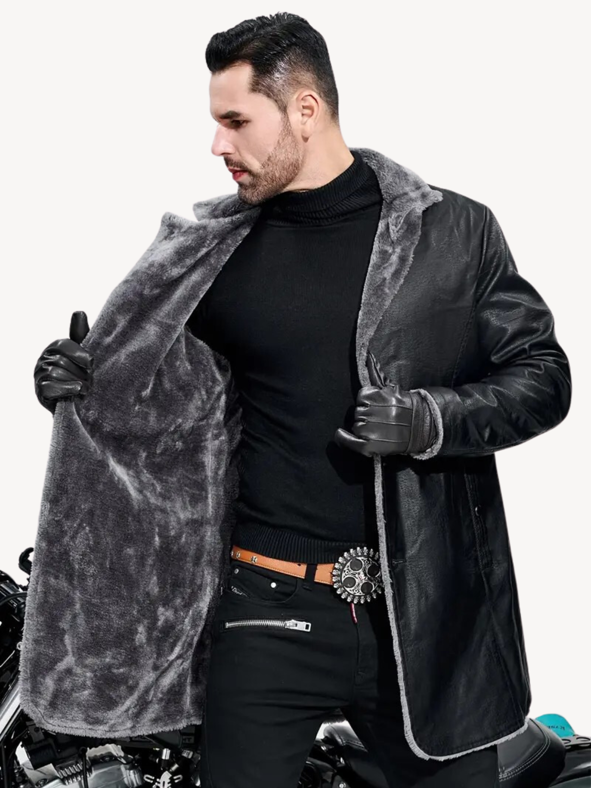 DAMIEN - VESTE EN PU AVEC DOUBLURE CHAUDE