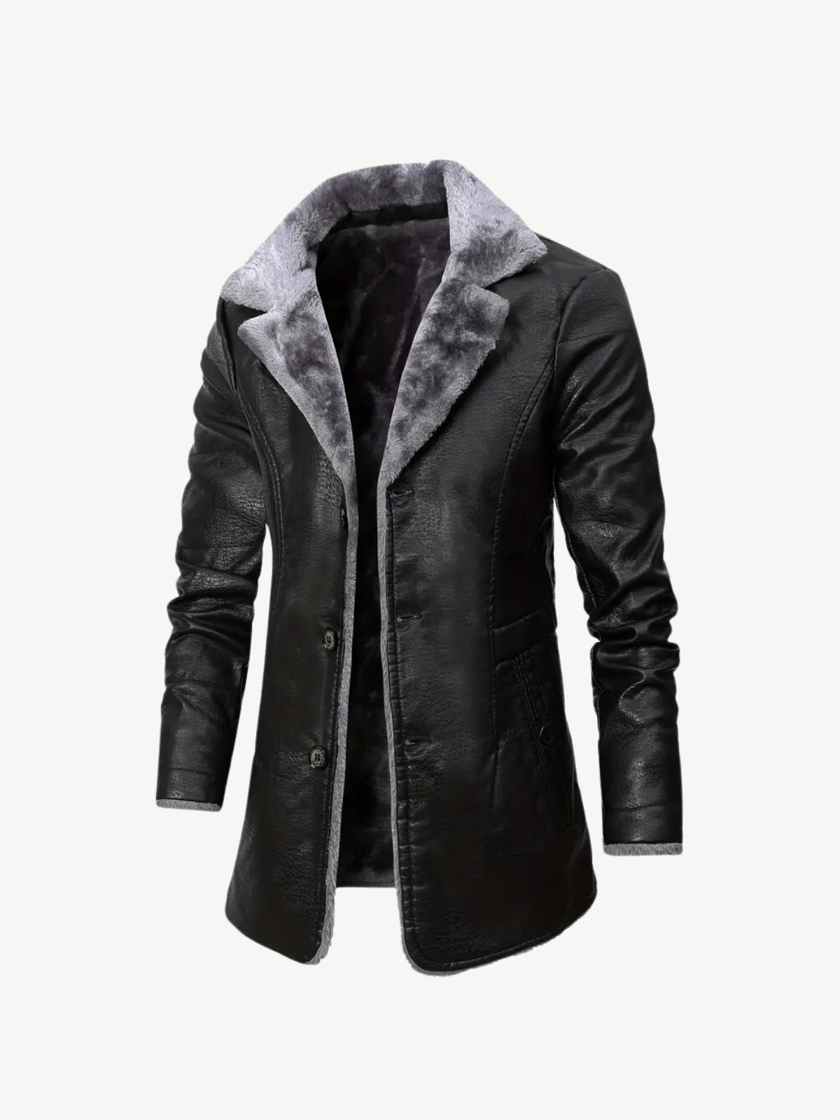 DAMIEN - VESTE EN PU AVEC DOUBLURE CHAUDE