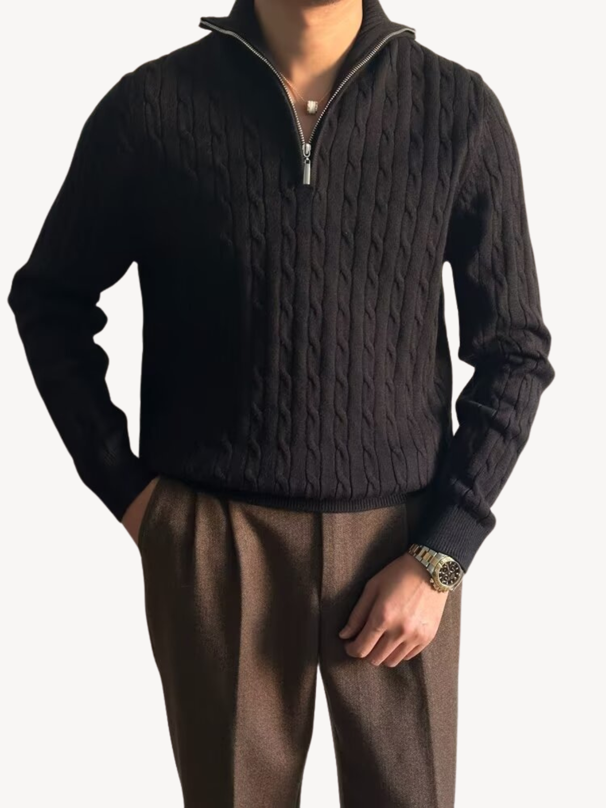 ROLAND - PULL TORSADÉ À DEMI-ZIP