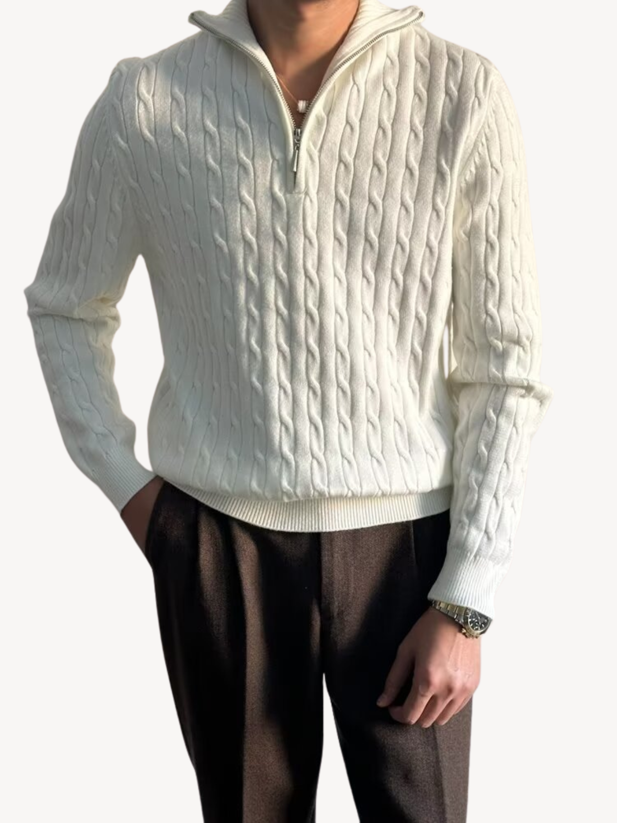 ROLAND - PULL TORSADÉ À DEMI-ZIP
