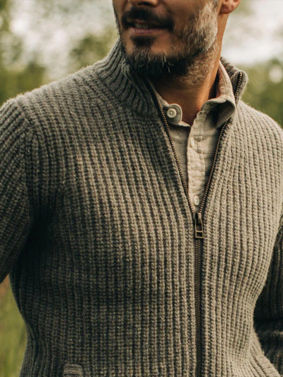 Osvaldo - Pull Rétro en Laine avec Double Zip