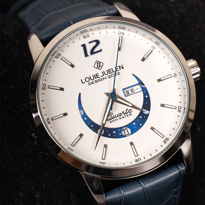 Montre élégante à phase de lune lumineuse