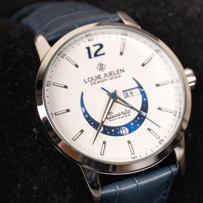 Montre élégante à phase de lune lumineuse