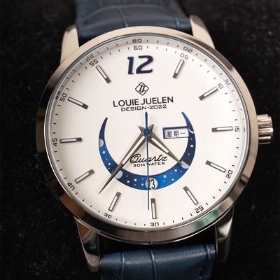 Montre élégante à phase de lune lumineuse