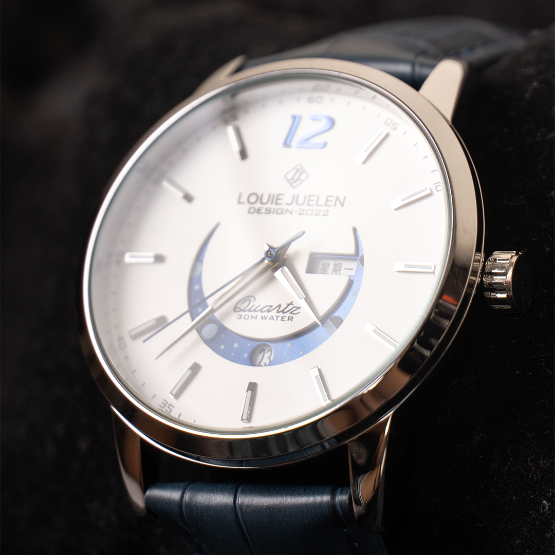 Montre élégante à phase de lune lumineuse