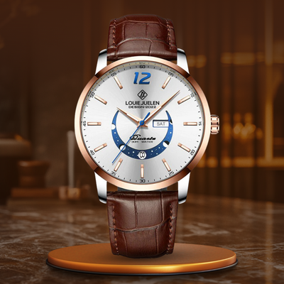 Montre élégante à phase de lune lumineuse