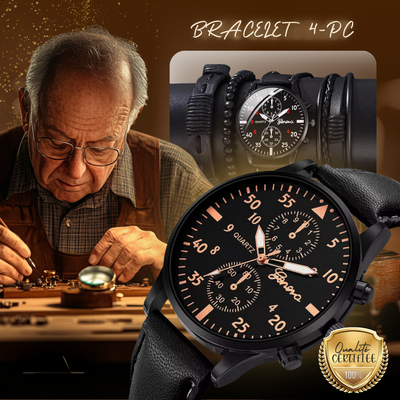 Ensemble de Montre et Bracelet de Mode en 4 Pièces