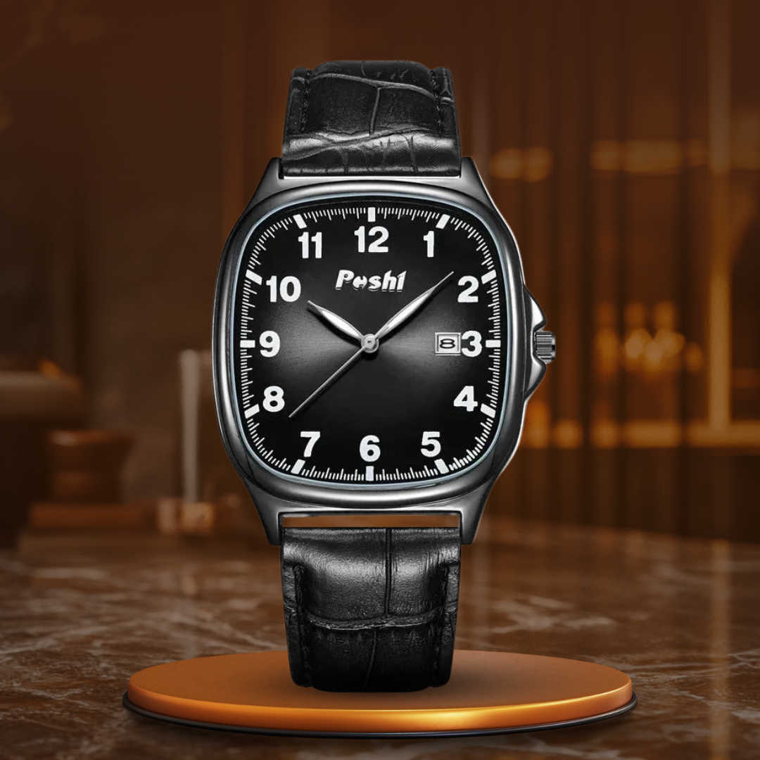 Montre à Quartz avec Bracelet en Cuir de Mode