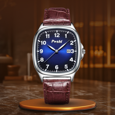 Montre à Quartz avec Bracelet en Cuir de Mode