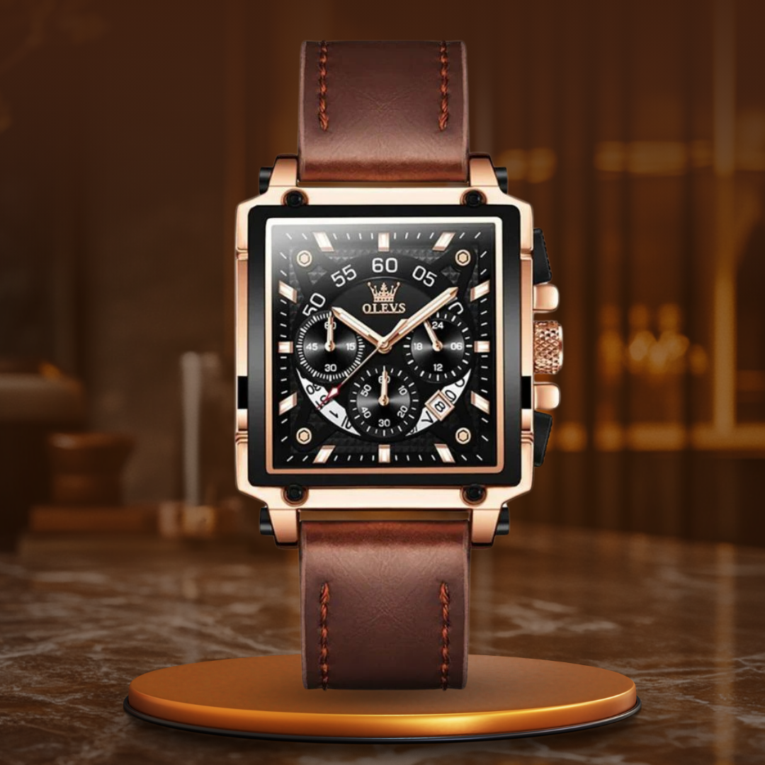 Montre chronographe à cadran carré fashion