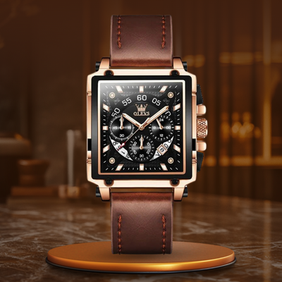 Montre chronographe à cadran carré fashion
