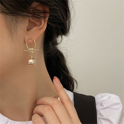 Boucles d'Oreilles Créoles en Or avec Perles