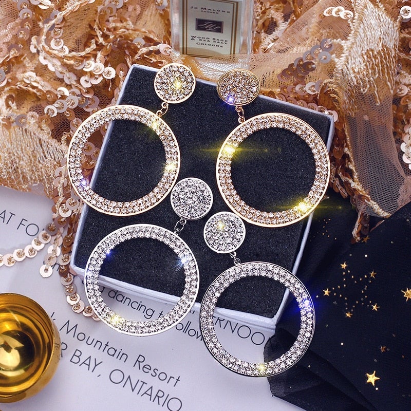 Boucles d'oreilles en Zirconium en Or et Argent