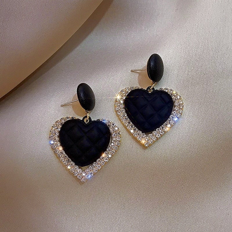 Boucles d'Oreilles Cœur Sombre en Or