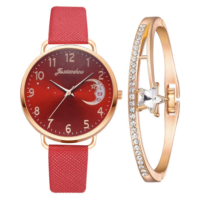 Montre à cadran avec numéros lunaires et ensemble de bracelets