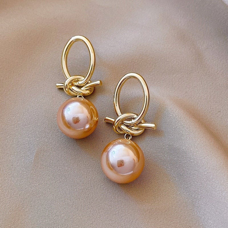 Boucles d'Oreilles Créoles en Or avec Perles