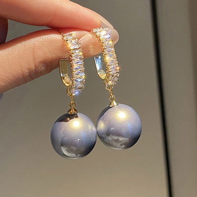 Boucles d'Oreilles en Perles et Zirconiums de Luxe