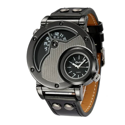 Montre de Luxe à Double Fuseau Horaire en Quartz