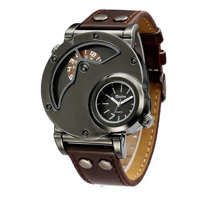 Montre de Luxe à Double Fuseau Horaire en Quartz