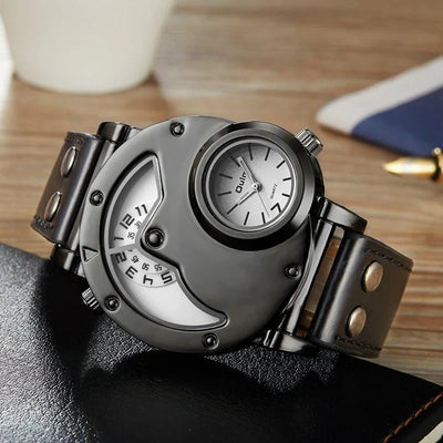 Montre de Luxe à Double Fuseau Horaire en Quartz