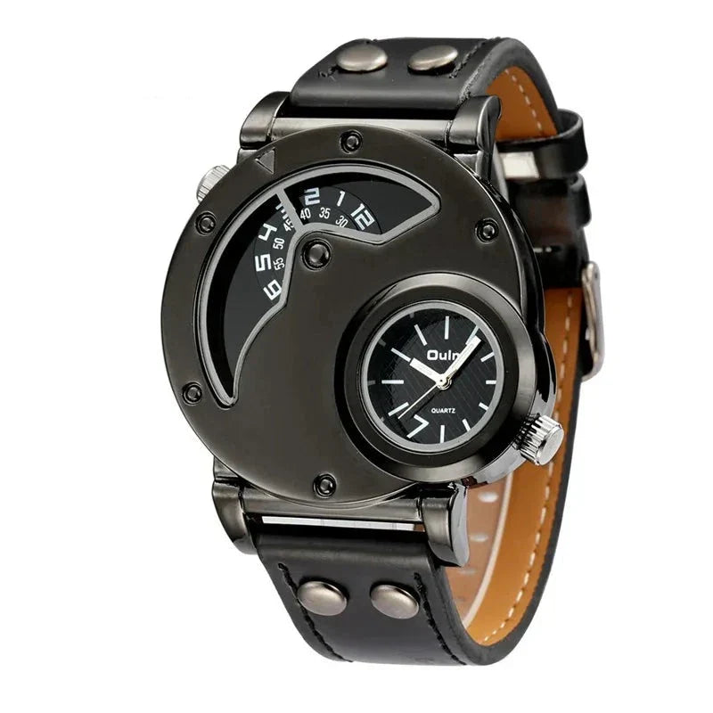 Montre de Luxe à Double Fuseau Horaire en Quartz