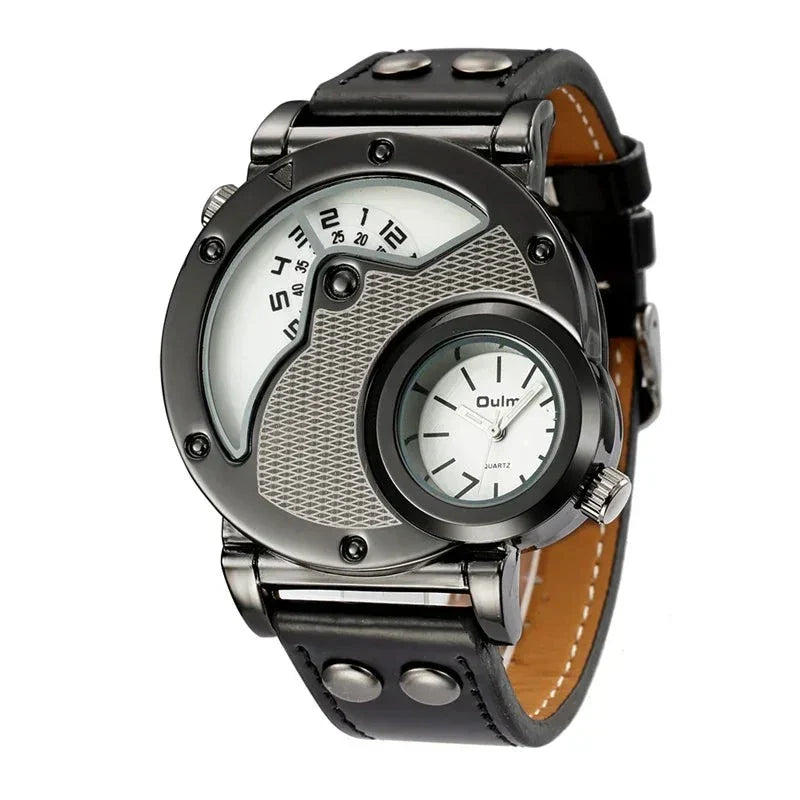 Montre de Luxe à Double Fuseau Horaire en Quartz