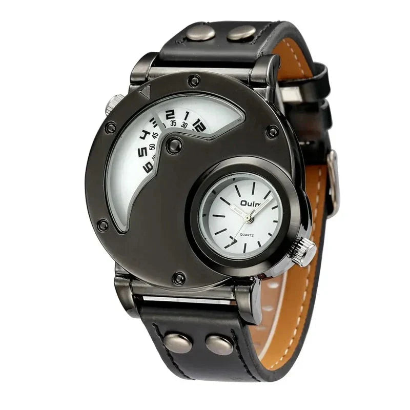 Montre de Luxe à Double Fuseau Horaire en Quartz