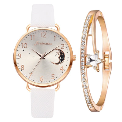 Montre à cadran avec numéros lunaires et ensemble de bracelets