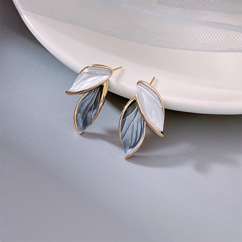 Boucles d'Oreilles en Émail Peintes à la Main de Luxe en Forme d'Ailes de Chance