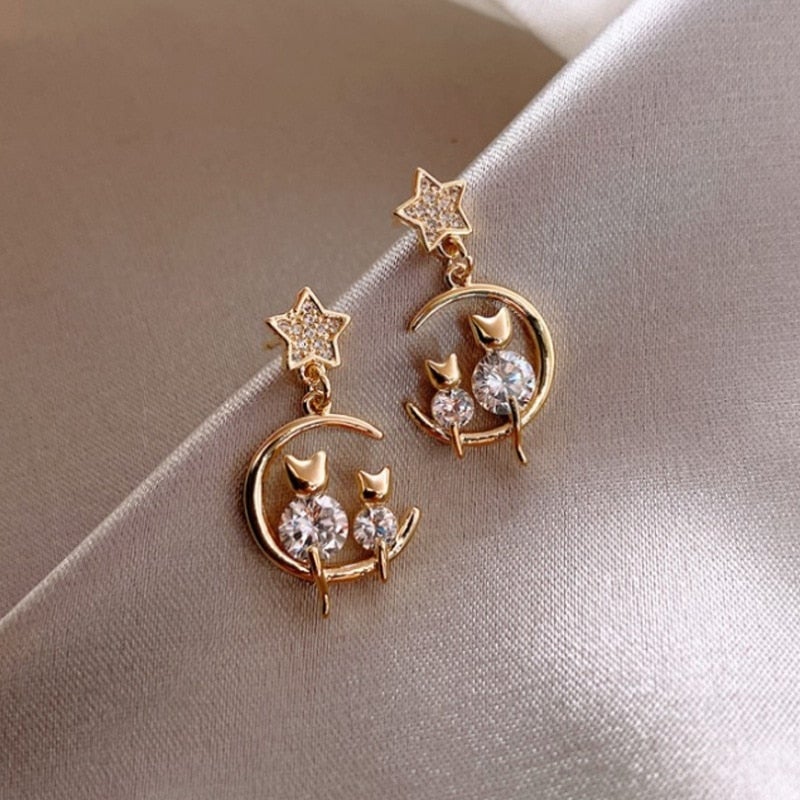 Boucles d'oreilles de la Famille de Chatons de Luxe Incrustées en Ironite