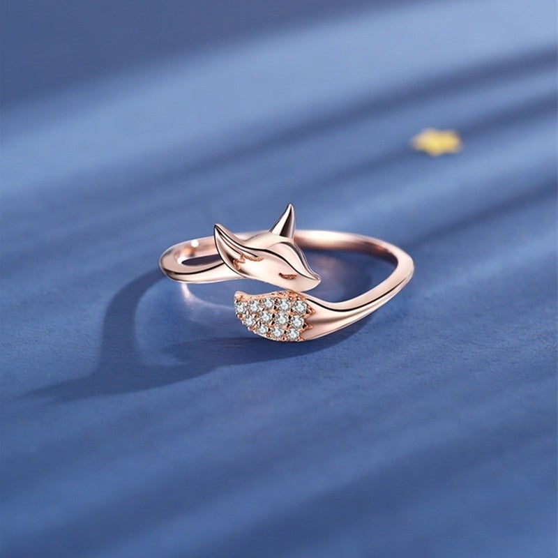 Bague Renard Argentée Rose