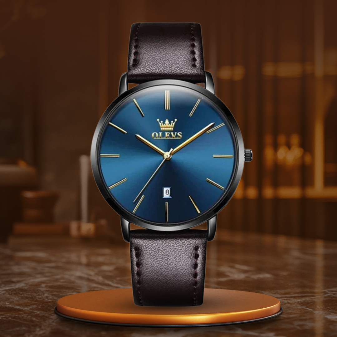 Montre de voiture avec bracelet en cuir