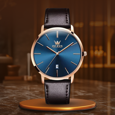 Montre de voiture avec bracelet en cuir