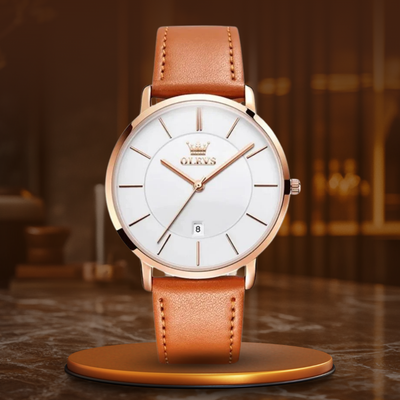 Montre de voiture avec bracelet en cuir