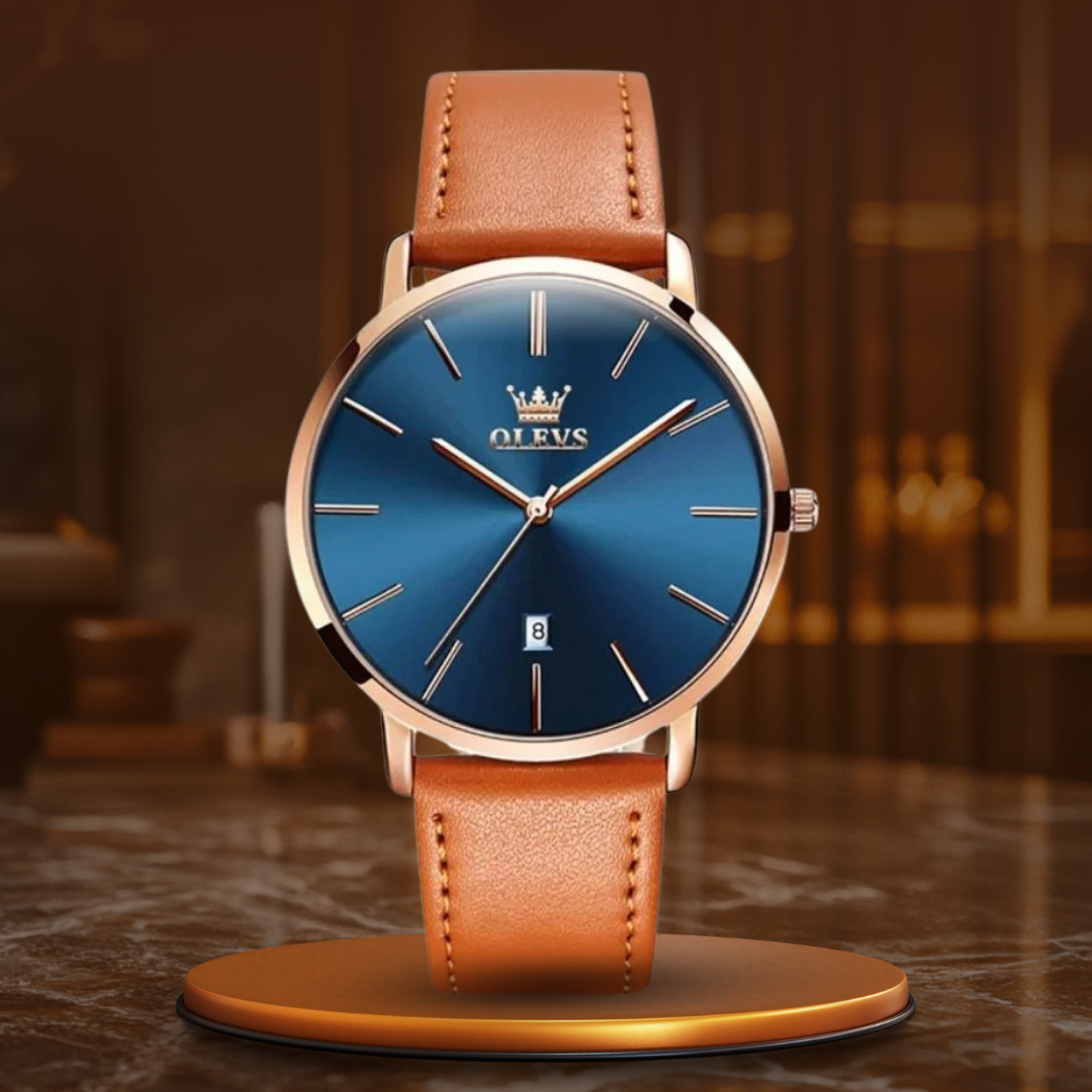 Montre de voiture avec bracelet en cuir