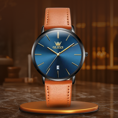 Montre de voiture avec bracelet en cuir