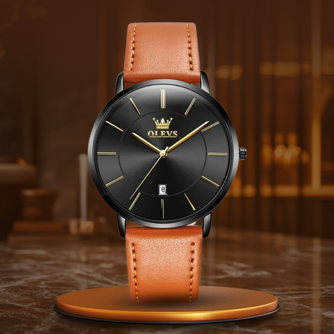 Montre de voiture avec bracelet en cuir