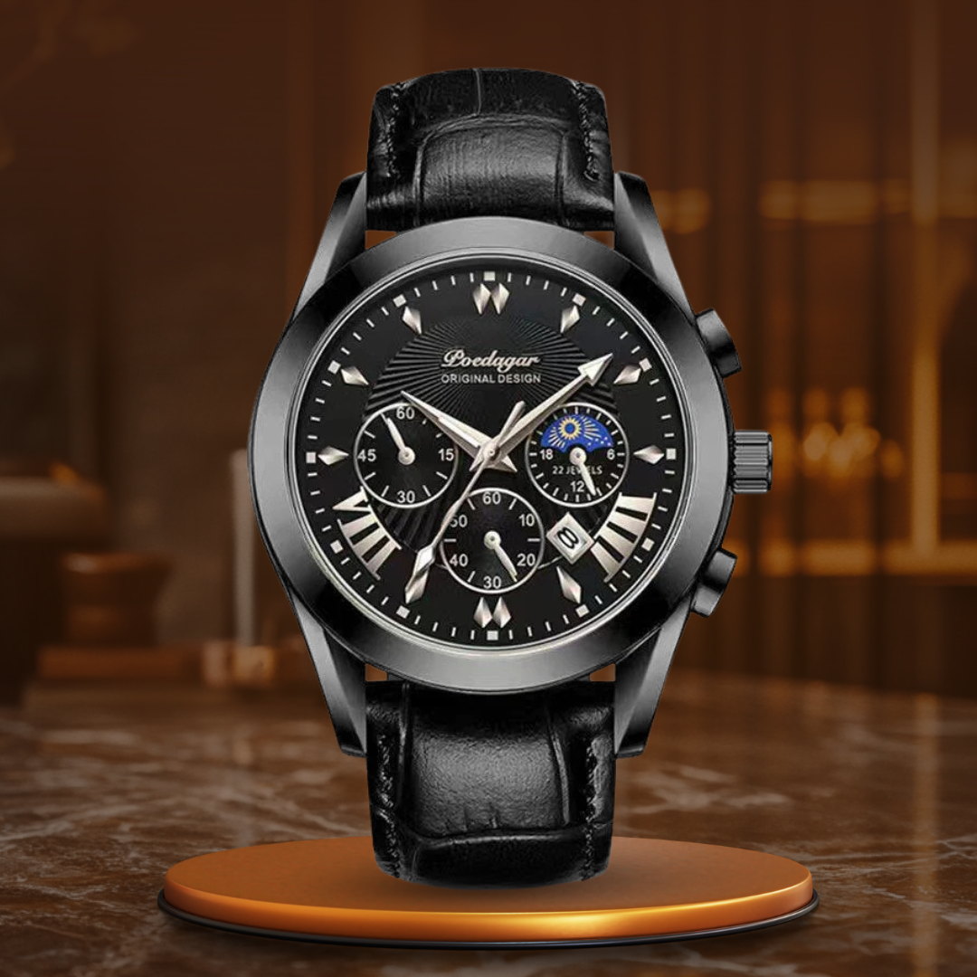 Montre de Luxe avec Bracelet en Cuir Élégant