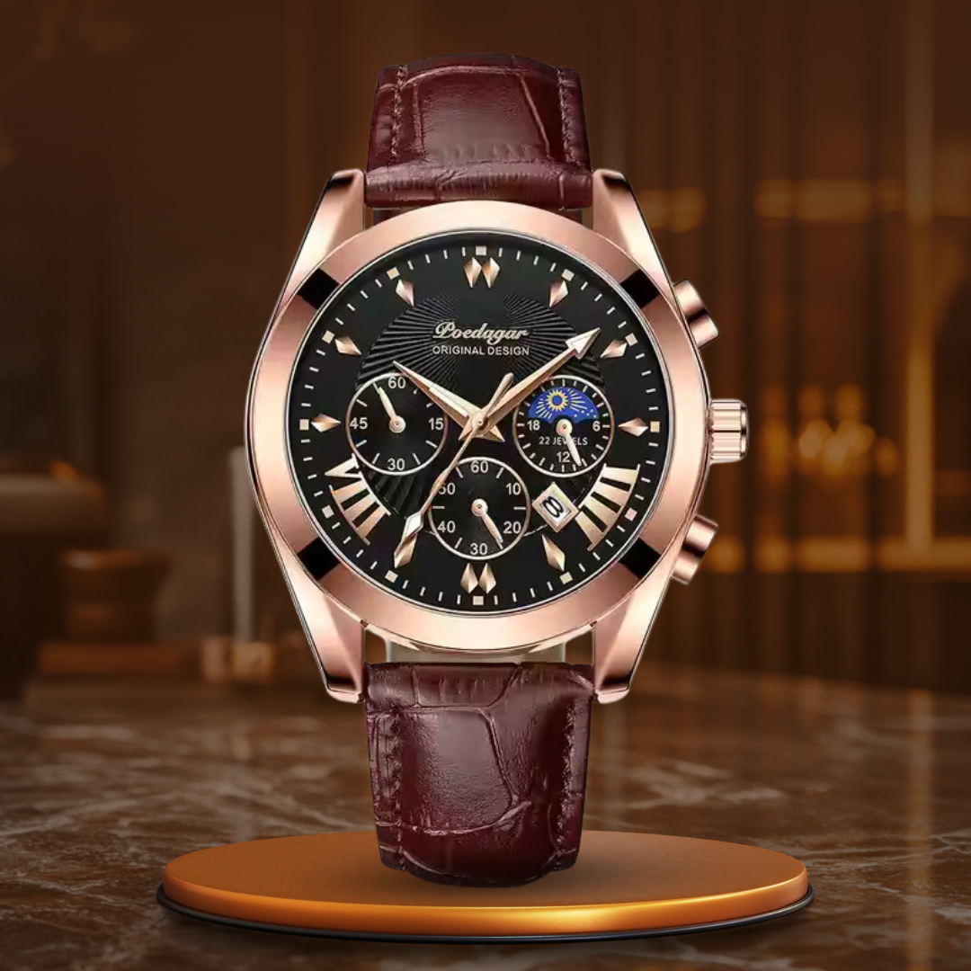 Montre de Luxe avec Bracelet en Cuir Élégant