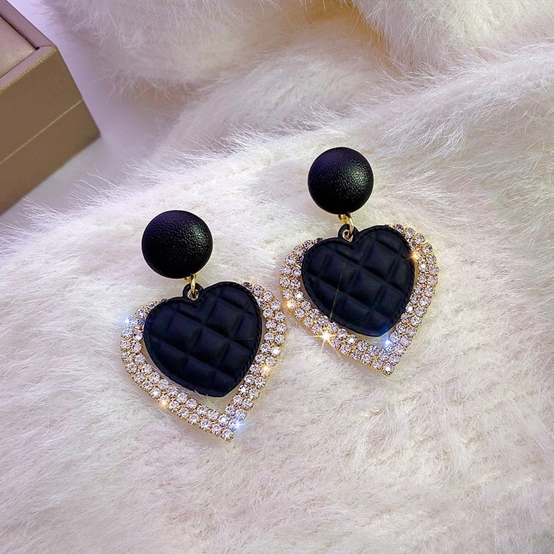 Boucles d'Oreilles Cœur Sombre en Or