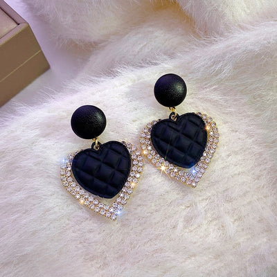 Boucles d'Oreilles Cœur Sombre en Or