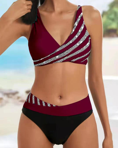 Mona - Bikini Imprimé en Tons Chauds