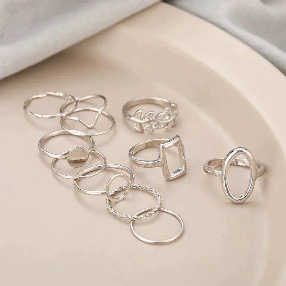 Pack de 11 Anneaux en Argent Vintage