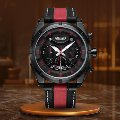 Montre Chronographe Sport Militaire en Cuir de Luxe