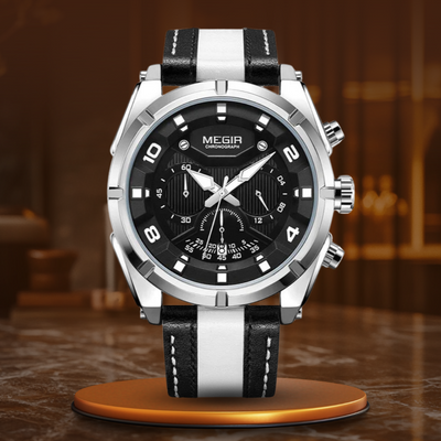 Montre Chronographe Sport Militaire en Cuir de Luxe