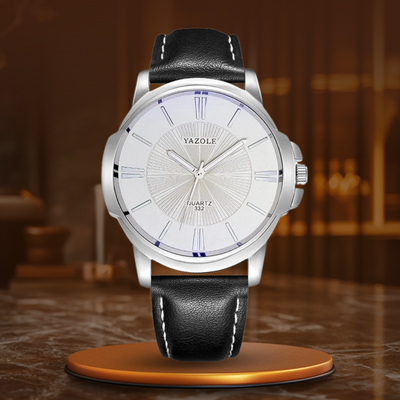 Montre de Luxe en Verre Bleu et Cuir