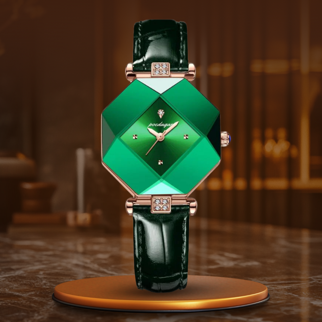 Montre de Luxe en Quartz avec Diamant Vert